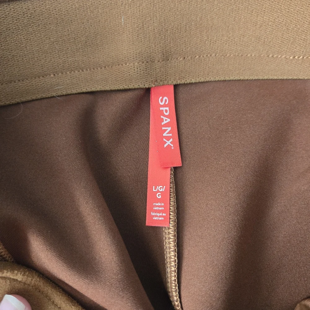 Spanx Brown Faux Suede Flare Pants Size Large
